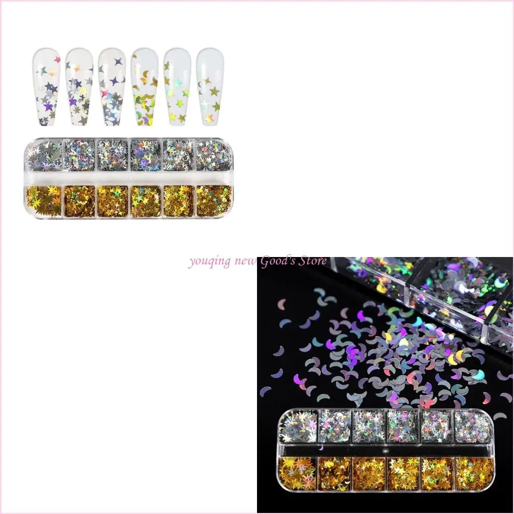 57QA Shiny Moon Star Glitter Resin Fillings Micro Sequins DIY Epoxy Resin Mold Filler DIY Jewelry Making Art Decor