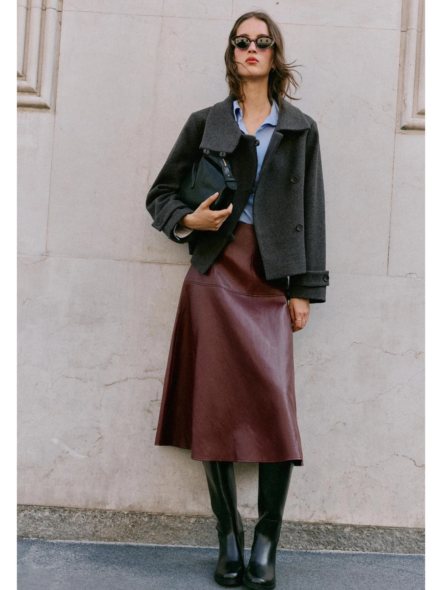Autumn New Arrival Women's Casual Long Sleeve High Collar Jacket Double Button Closure Coat Polyester Fiber Standard Fit