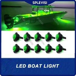 Luces LED verdes impermeables para barco marino, luces de navegación de utilidad, luces de cortesía de cubierta, 12V para yate, Pontón, Kayak, 10 Uds.