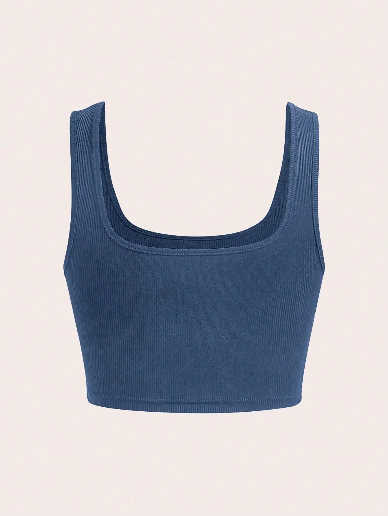 Nice Elegant Ribbed Hem Close-up Large Round Neck Knitted Spring And Summer Women's Vest