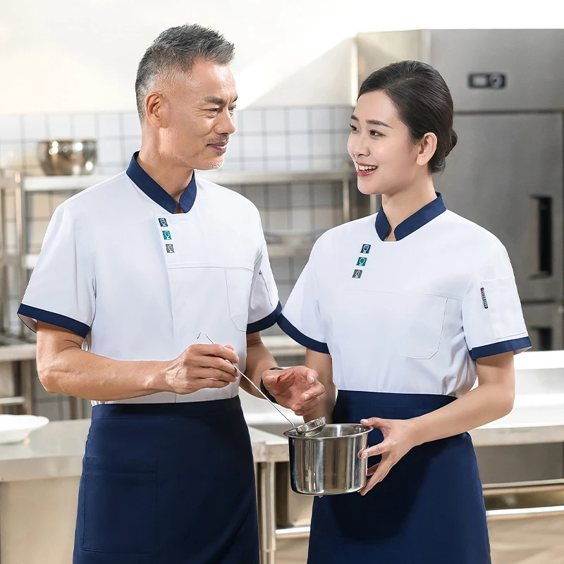 Professionele Keuken Outfit Zomer Korte Mouw Tops Restaurant Keuken Chef Jassen Cook Shirt Hotel Catering Ober Uniform