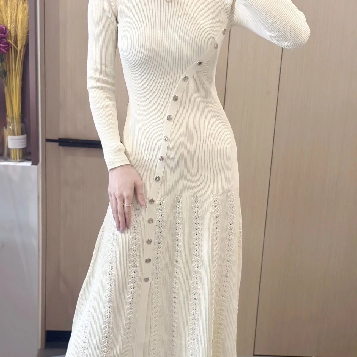 Abiti da donna Abito maniche Estate Rayon Sheer Pearl Audace Argento Orlo impilato Split Dettagliato Nodo Scavato Irregolare Ulzzang