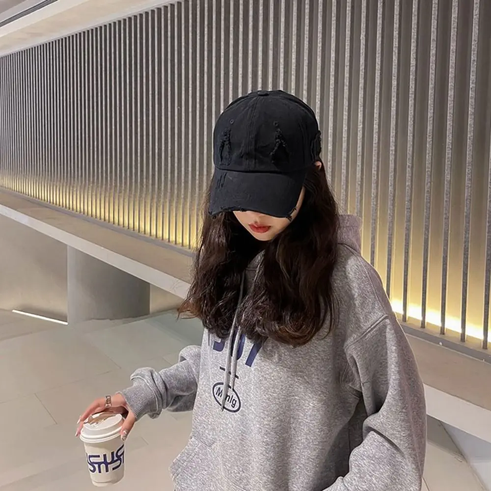 New Trendy Streetwear Hip Hop Worn Hole Face Cap For Women Men Orange Purple Letter Summer Snapback Cap Gorras Hombre