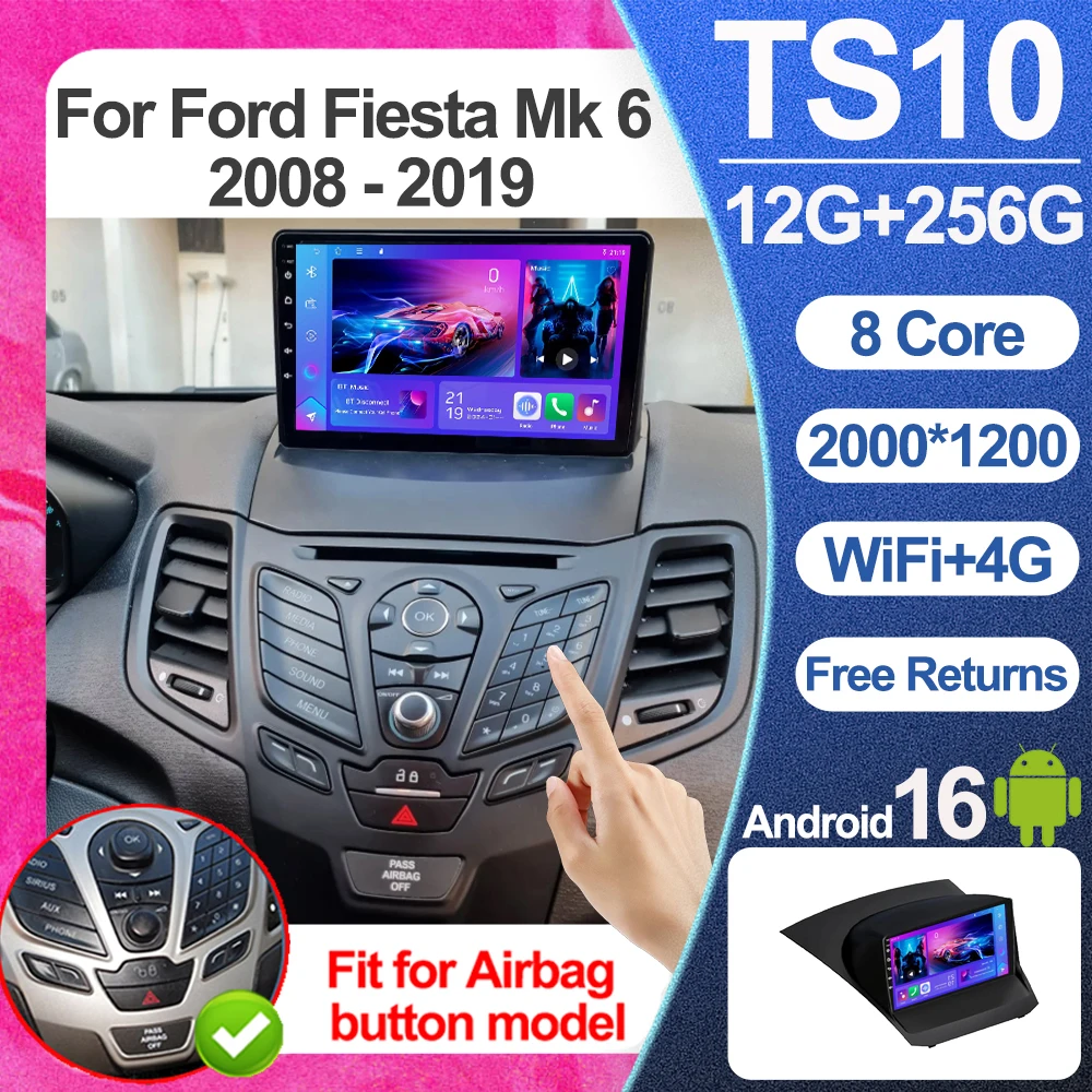 

Android 16 For Ford Fiesta Mk 6 2008 - 2019 Car Radio Auto GPS Navigation Multimedia Video Player 2Din Touch Screen Bluetooth