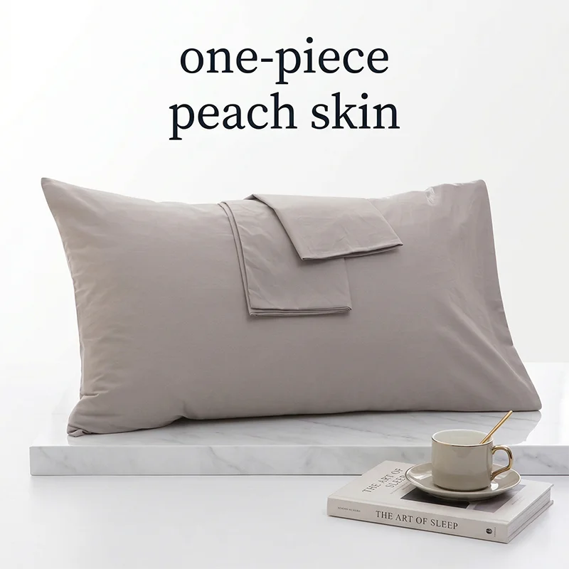 

1 Pc Solid Color Peach Skin Pillowcase Plain Bedding Pillow Cover Minimalist Rectangular Sleep Cushion Case for Bedroom Hotel