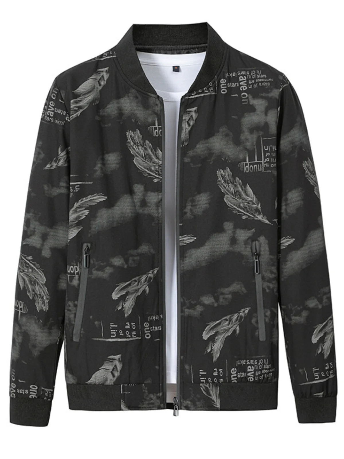 

Men's Fce Lined Slim Fit Camouflage Jaet Youth Large Size Baseball Sle Spring Autumn Casual Outerwear Windproof Zipper