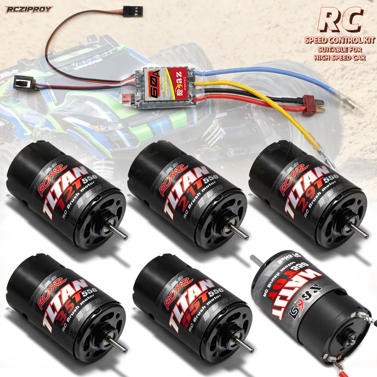 

RC 550 Brushed Motor 10T-55T 60A ESC suite for 1/10 RC Climbing Vehicle Axial Track SCX10 II HSP Traxxas Slash TRX4 TRX6 arrma