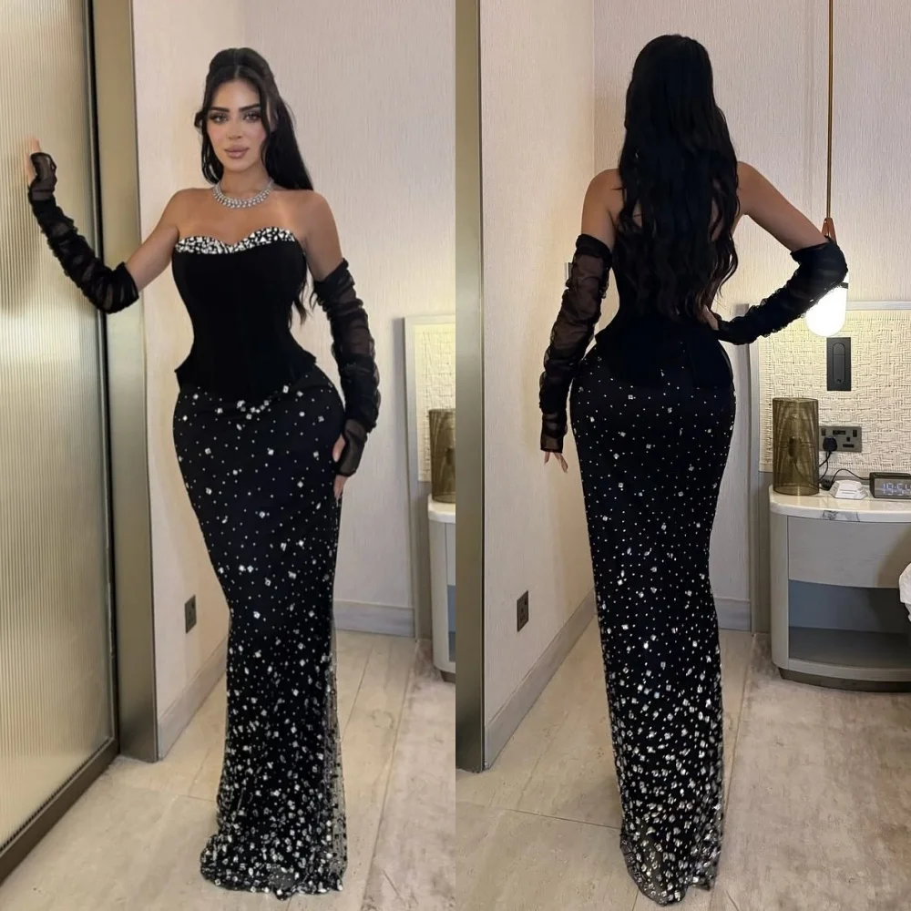 

Customized Jersey Sequined Sweetheart Neck Temperament Mermaid Long Dresses Bespoke Occasion Sparkle Evening Party Gown Charming