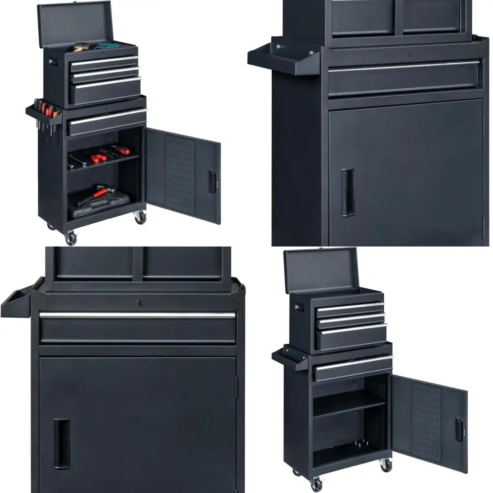 

Переносной металлический ящик для инструментов с замком, съемной крышкой, регулируемыми полками и универсальными колесами для хранения в мастерской