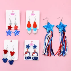4th of July Independence Day Stud Drop Earrings Hoop Flag TRENDY Acrylic Jewelry For women