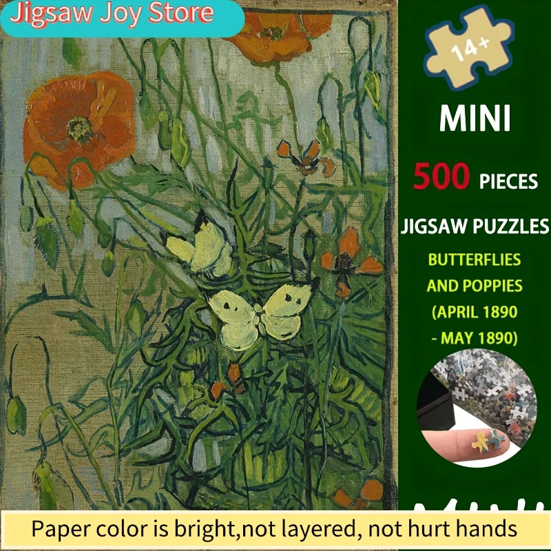 

Mini Puzzle Featuring Van Gogh'S Butterflies And Poppies - A 15X10 Inch Premium Paper Jigsaw Ideal for Adults, A Thoughtful C