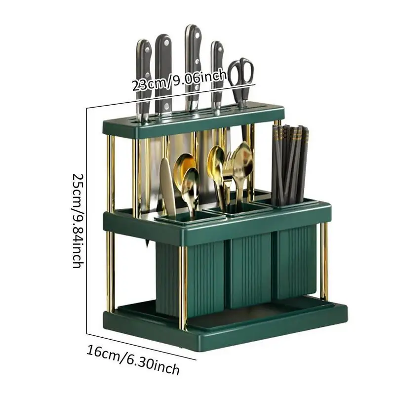 1PC Cutter and Cutlery Drying Rack Space Saving Utensil Holder with Removable Water Catch Tray Kitchen Organizer Drainer