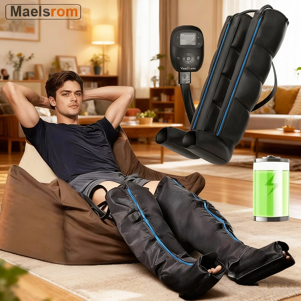 

5 Chamber Air Compression Leg Massager Foot & Calf Massager for Circulation Muscle Recovery Lymphedema Rechargeable for Athletes
