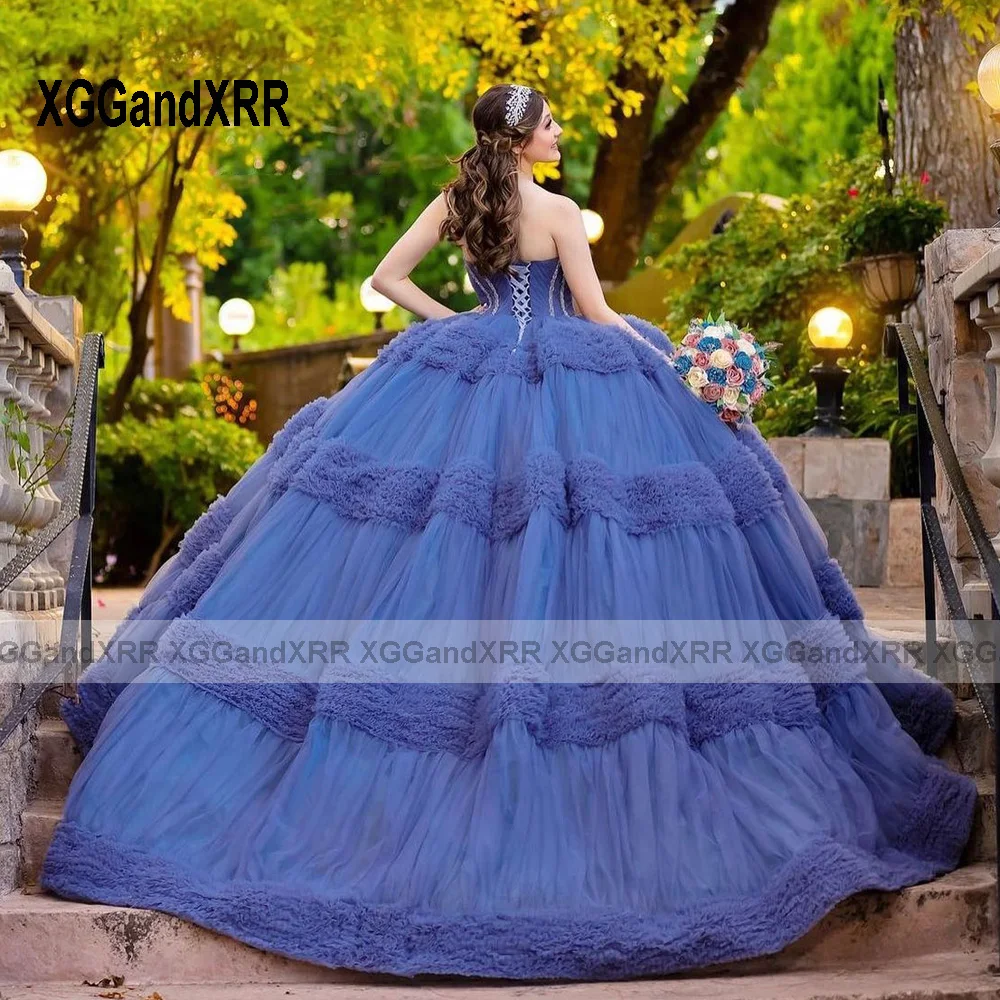 Vestido De baile De quinceañera con volantes, traje De tul De princesa para fiesta De cumpleaños De 15 Años, dulce 16, 2024