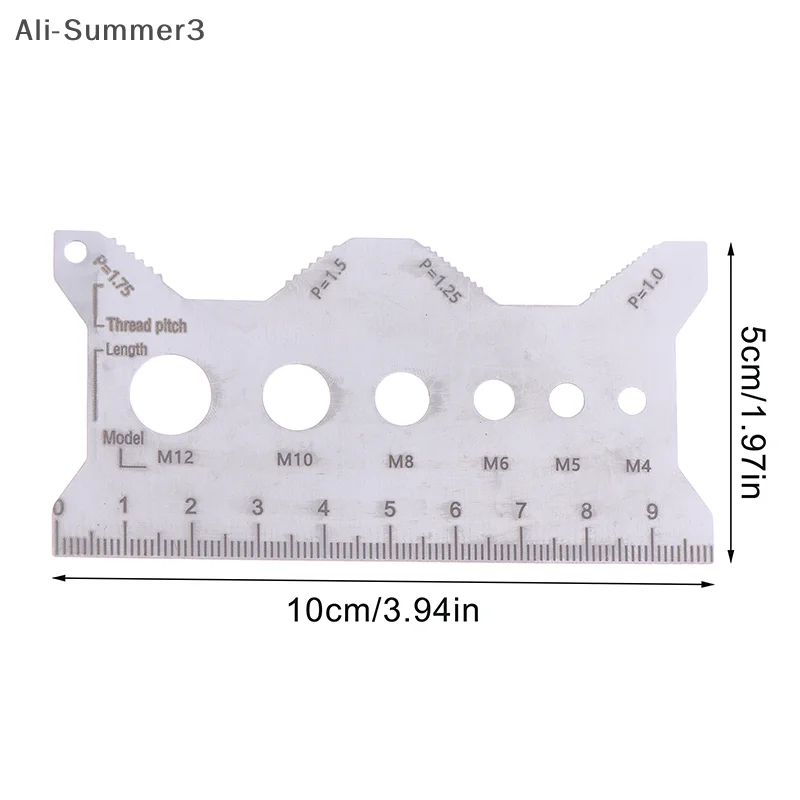 (YY)1Pc Bolt Measuring Tool Bolt Thread Stainless Steel Sizer Flat Double-Sided Screw Measuring Device for Pattern Jewelry Watch