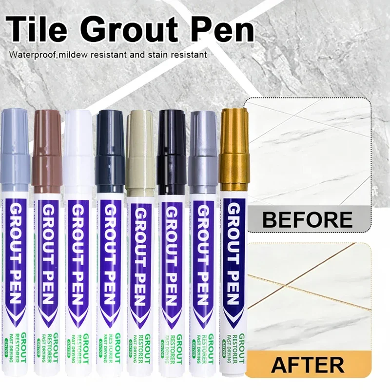 2Pcs Waterproof Tile Marker Grout Pen Wall Anti-Mildew Seam Pen For Tiles Floor Bathroom Decontamination Seam Repair Tools