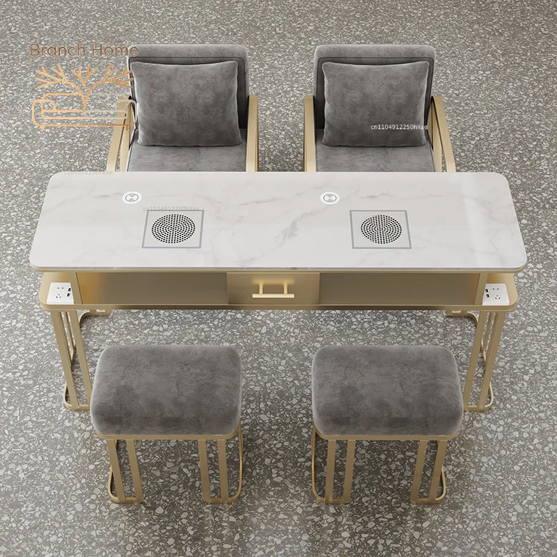 table and chair set, special economic single and double three-person manicure table, full set of light luxury belt socket
