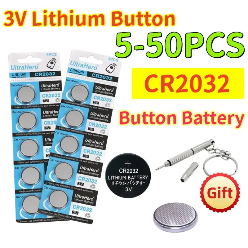 5-50ชิ้น CR2032 CR 2032ของแท้แบตเตอรี่ลิเธียม3V สำหรับนาฬิกาเครื่องคิดเลขนาฬิการีโมทคอนโทรลของเล่นเครื่องคิดเลขกระดุมเม็ดเหรียญ