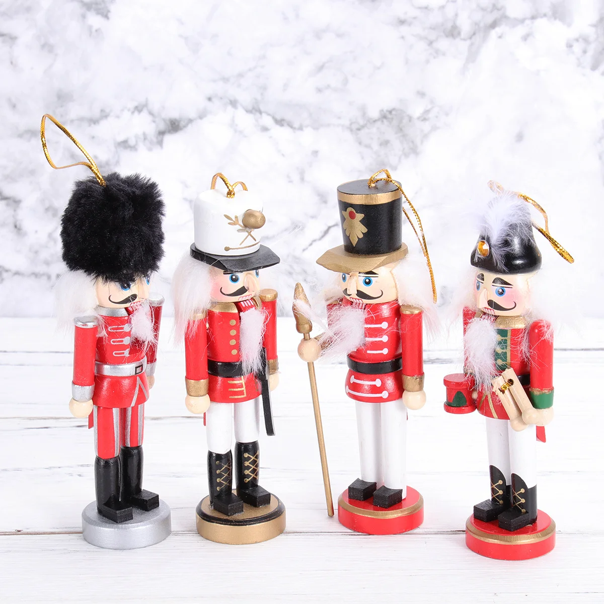 

4Pcs 13cm Premium Walnut Soldier Wooden Ornament Fine Workmanship Desktop Decoration Christmas Birthday Present