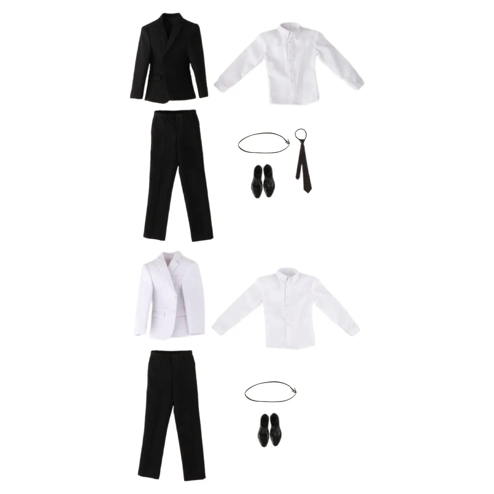 

6x 1:6 Male Figure Doll Clothes Jacket Pants with Shoes Belt Costume for 12 inch Figures, Doll Model