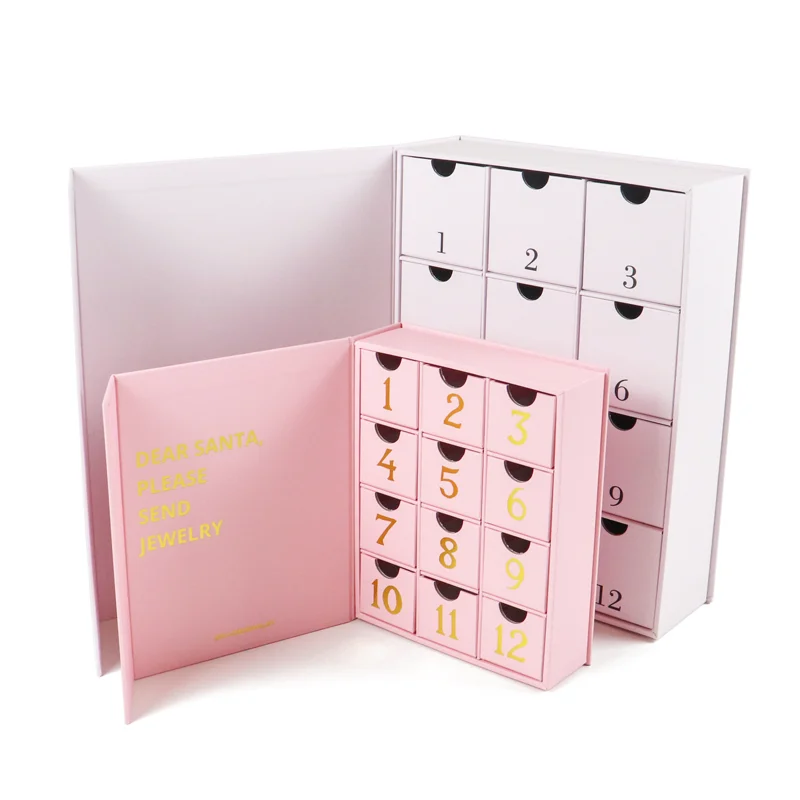 Customized query2ml Pink Square Sample Set 50ml MIT Triangular Shaped Box Christmas Advent Calendar Inner Cosmetic Drawer Recycl