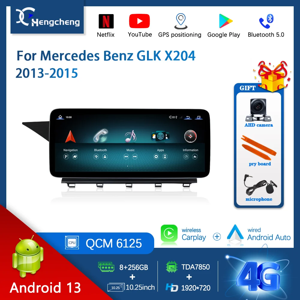 

For Mercedes Benz GLK X204 2013-2015 Android Radio 8Core 8G+256G Car GPS Navigation Multimedia Player 4G Carplay 360camera AUTO