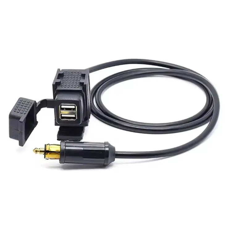 Power Adapter For Motorcycle Dual USB Socket With 150Cm Cable For Phone GPS Sat Nav EU Plug-A54R