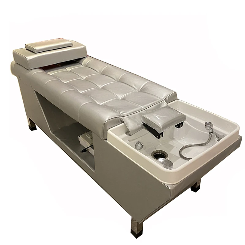 Good Quality Latte Colour Stretchers Facial Spa Shampoo Bed Hair Salon Washing Chair Stainless Steel