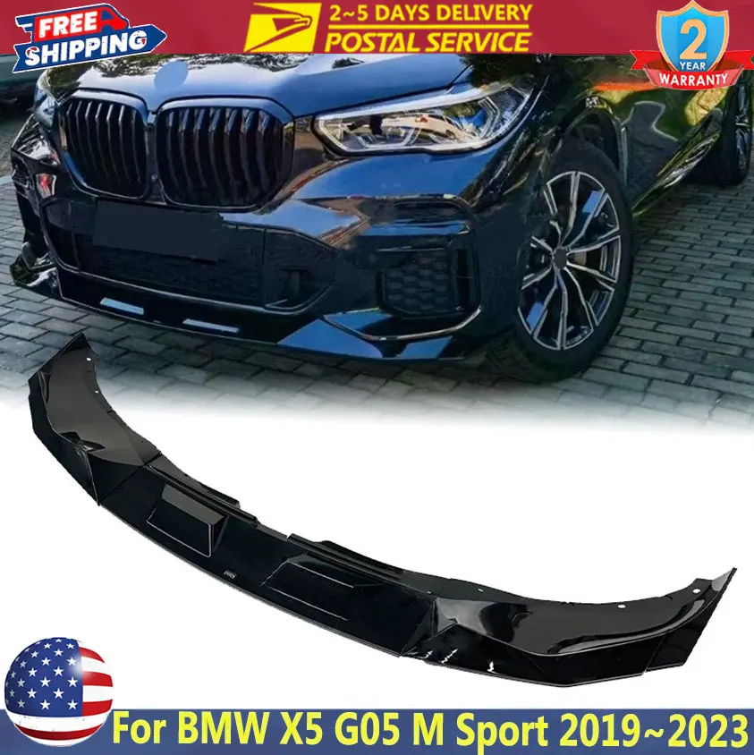 GT نمط الخامس نمط لسيارات BMW X5 G05 M50i M Sport 2019 ~ 2023 لمعان أسود سيارة الجبهة حافة مصد السيارة المفسد الفاصل الحرس غطاء منحرف #1