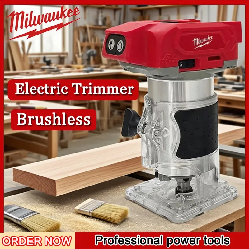 Milwaukee Brushless Electric Trimmer 800W 30000RPM Cordless Compact Router 5-Speeds Woodworking Trimming Machine For 18V Battery
