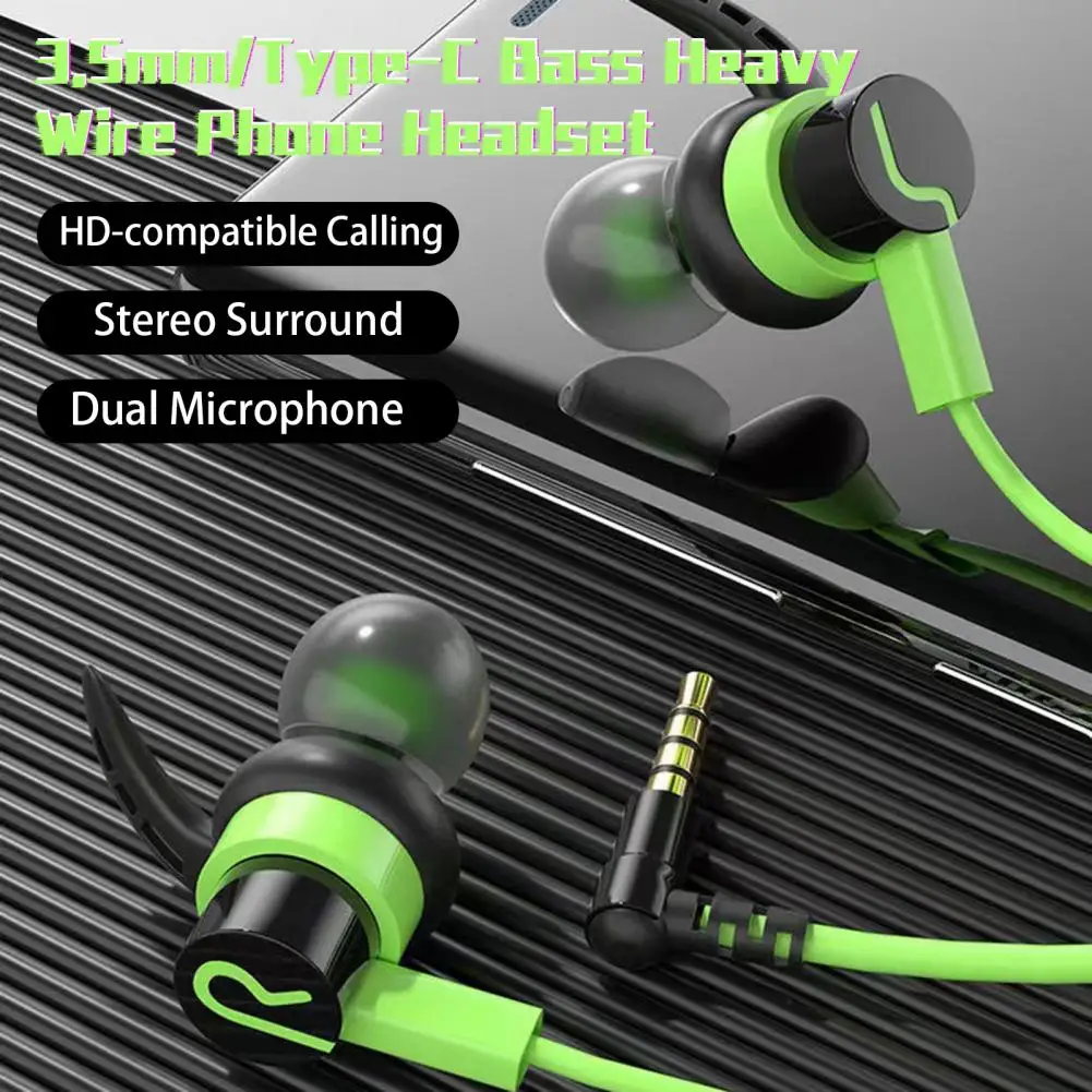 Earphone Comfortable Wear Earbud 20-20KHz Games Playing Portable 3.5mm/Type-C Computer Phone Universal Earbud