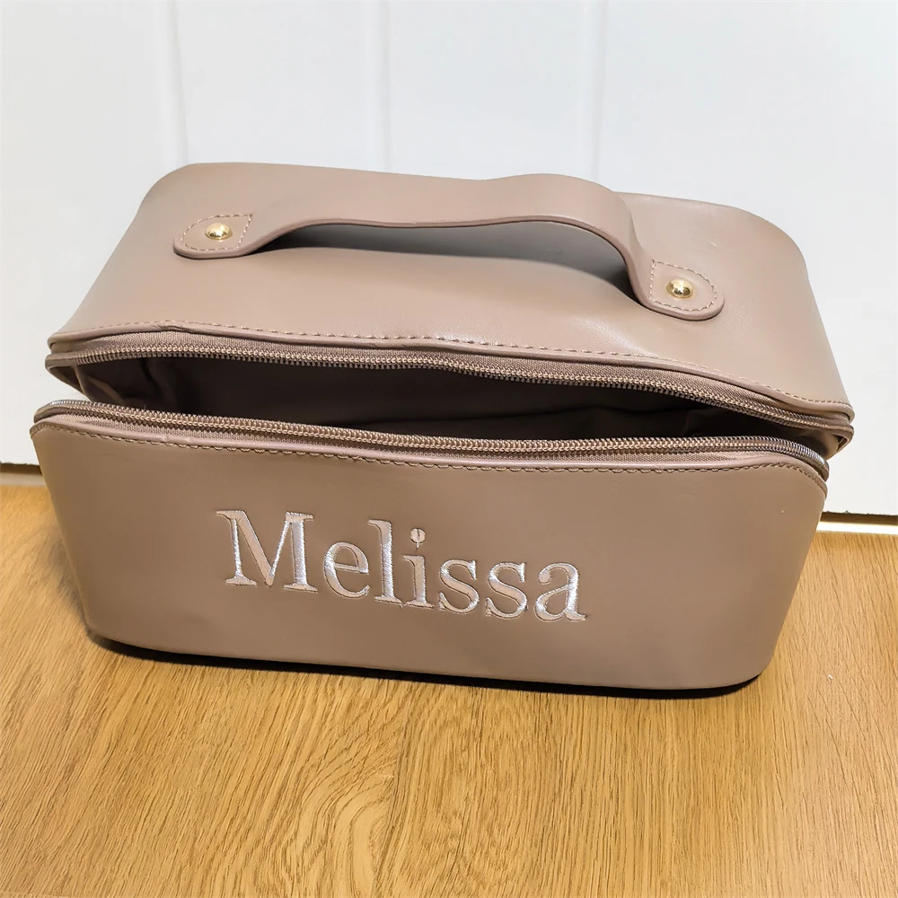 Custom Personalized PU Makeup Bag Women's Cosmetic Bags Embroidery Name Girl's High-quality Storage Bags Travel Toiletry Bags