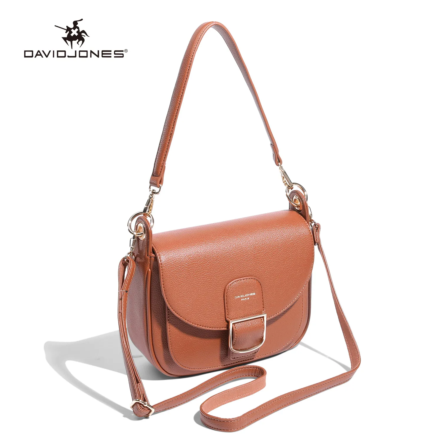 New 2024 David Jones Women Cross Body Shoulder Bag PU Leather Waterproof Female Student Fashion Handbags Business Gift