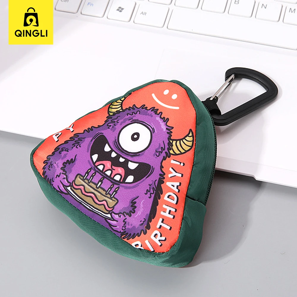 New Cartoon Monster Coin Purse Mini Wallet Men Outdoor Waterproof Cloth Triangle Car Key Bag Women's Bag Keyring Pendant Purse