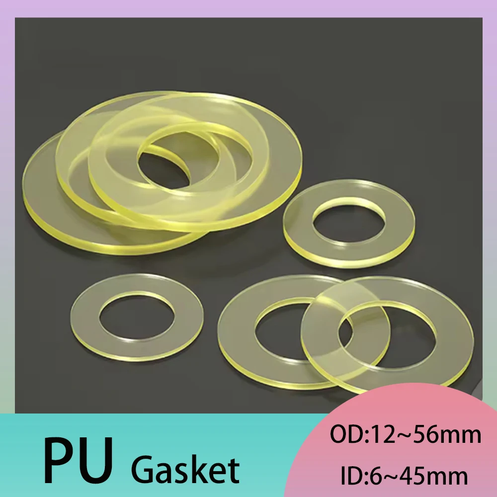 10-50Pcs PU Flat Sealing Gasket ID 6mm-45mm Polyurethane Flat Washer Spacer Sealing O Ring Bellows Gasket Yellow Translucent