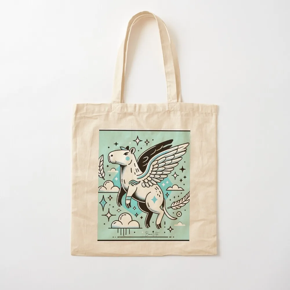 Pegasobara: The Flying Capybara of Olympus Tote Bag canvas bags bag luxury women custom fabric bag