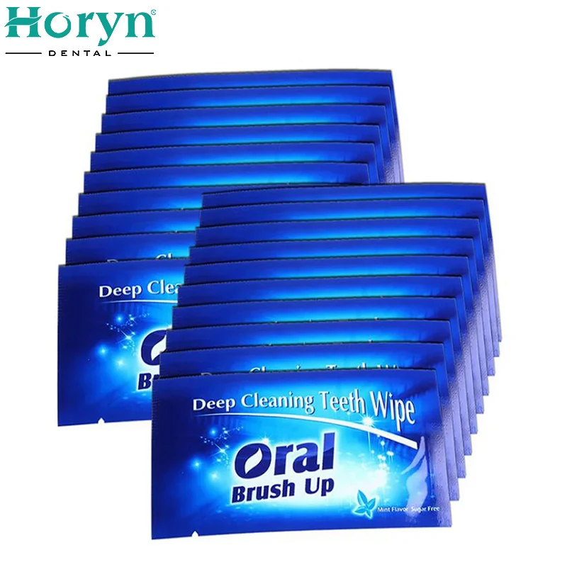 100 / 50pcs Deep Cleaning Teeth Wipes Disposable Tooth Whitening Dental Brush Up Finger Wipe Hygiene Tool Oral Brush Up