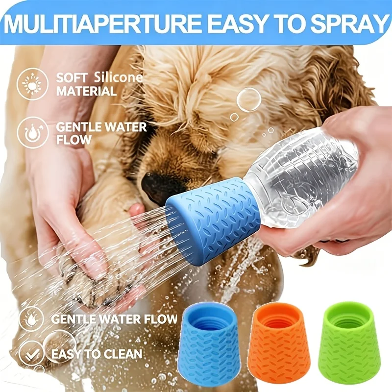 1/3 Peças Bico de Chuveiro Portátil de Silicone para Animais de Estimação, para Banho de Cães e Bebedouro Externo, Bico Pulverizador Multifuncional, Suprimentos de Limpeza para Animais de Estimação