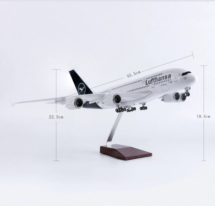 Per la Lufthansa A380 modello di aereo Appassionato di aerei giocattolo 47CM Modello in resina di aeroplani con supporto Display da collezione Regalo