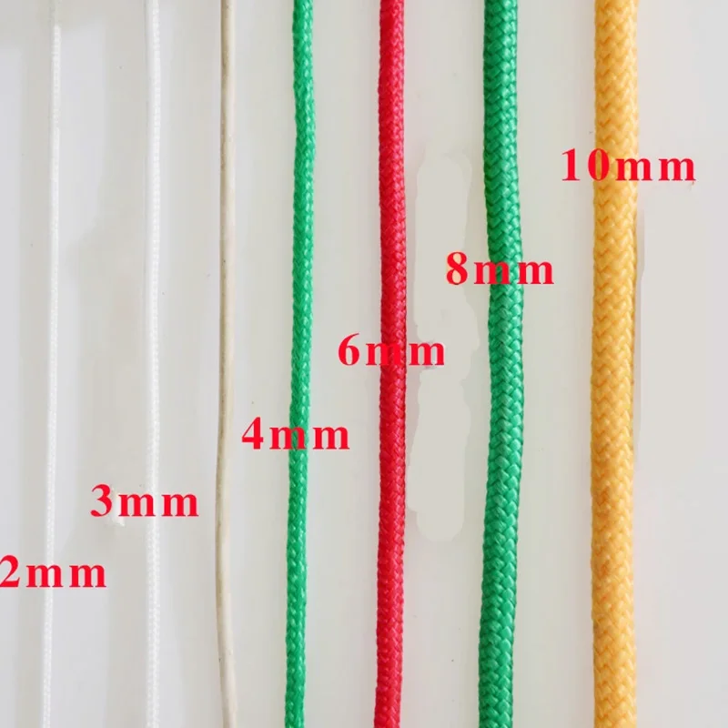 10m 2-6mm Braided Nylon Rope Polypropylene Rope Climbing Boat Yacht Sailing Line Pulley Rope Survival Parachute Cord Clothesline