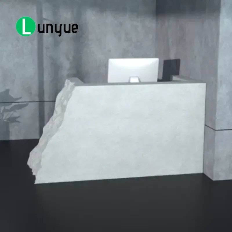 Artistic Marble Imitation Fiberglass Front Desk Reception Counter for Gym Beauty Cafe Bakery Cashier Station Modern