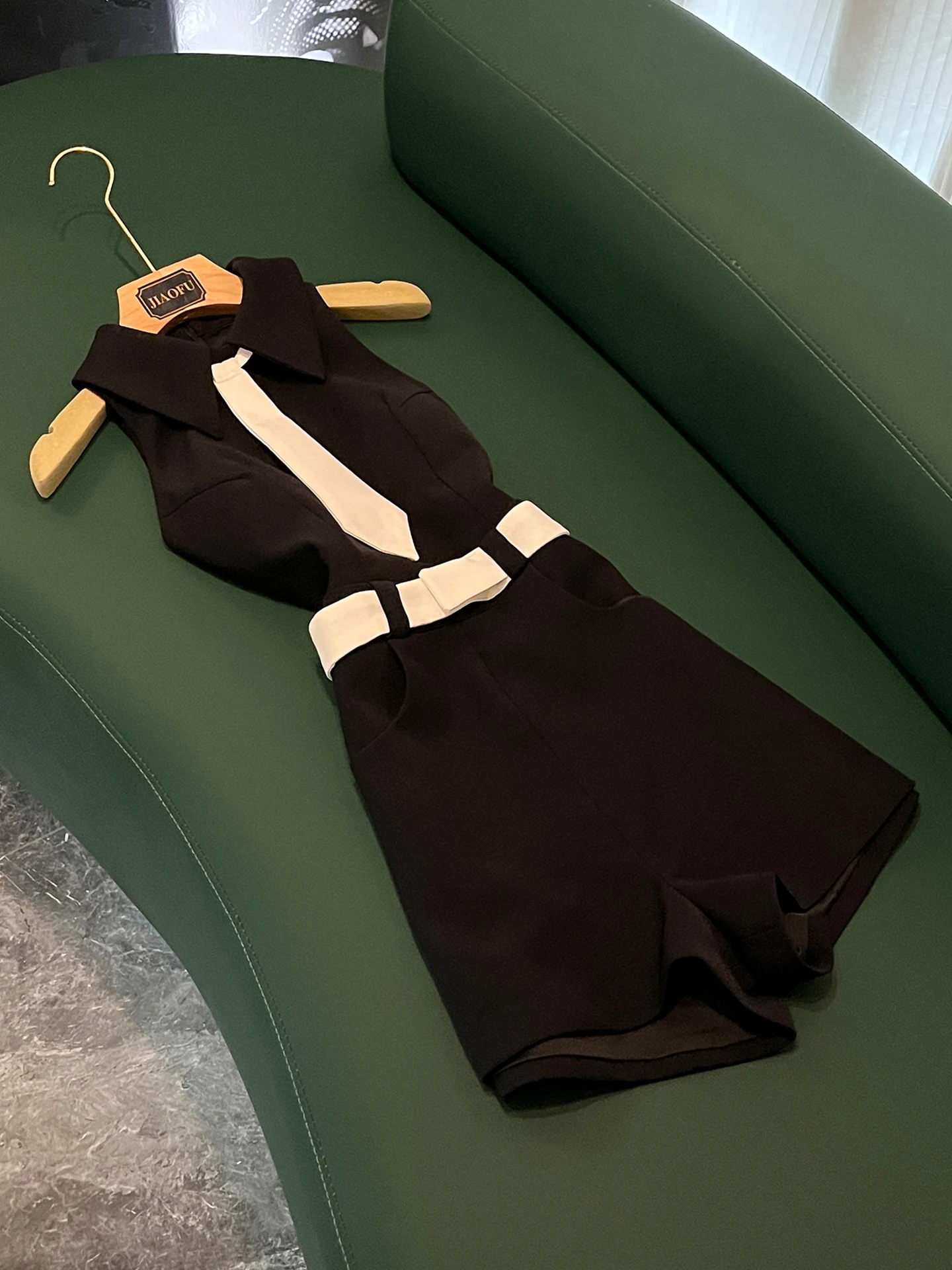 

Цельный костюм с высокой талией и поясом, цветной дизайн с воротником, высокие длинные брюки, женская модная осенняя одежда