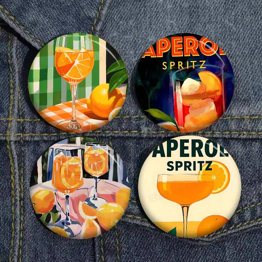 Beliebte Juice Mojito A-Aperol S-Spritz Anstecknadel mit weichem Knopf, helles gedrucktes Symbol, Geschenk für Freunde, Abzeichen, Kragen, Brosche, Anstecknadel aus Metall