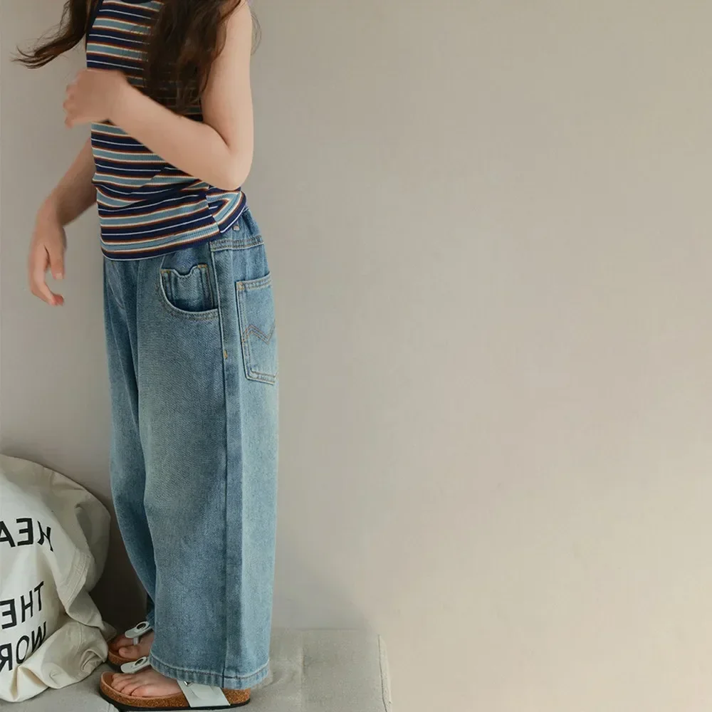 Spring and Autumn New Girls' Straight Leg Jeans Korean Version Fashion Basic Versatile 3-7 Year Old Children's Casual Clothes - view 5