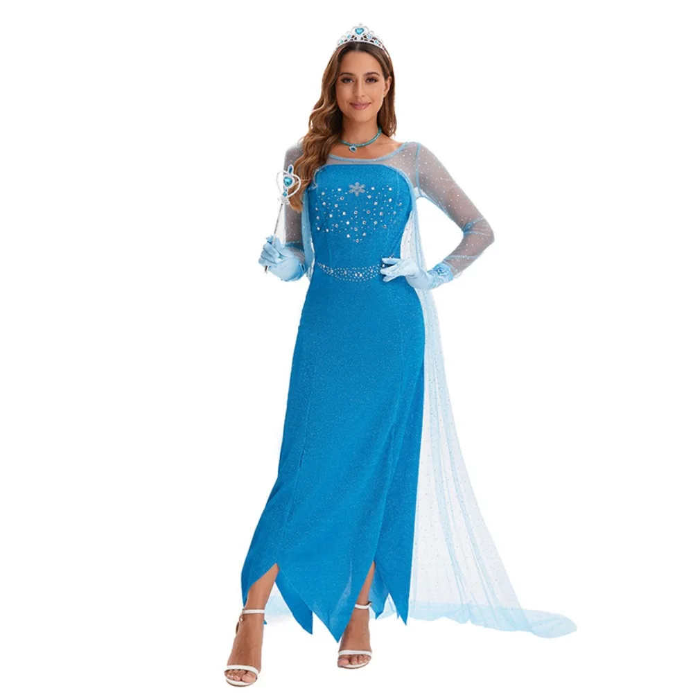 Movie Ice Princess Cosplay Costume Women Anime Blue Dress Suit Female Ice Queen Role Play Dress Halloween Carnival Party2025