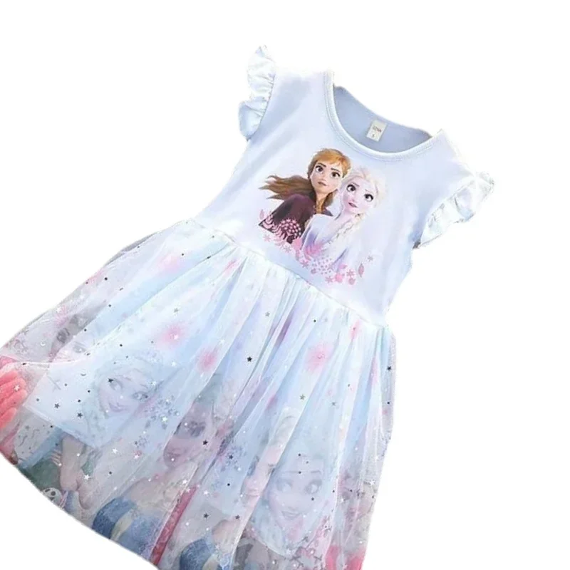 

CHILDREN'S Girls cosplay dress summer 2021 New Frozen short sleeve Princess Essa skirt CHILDREN'S mesh gauze skirt tide