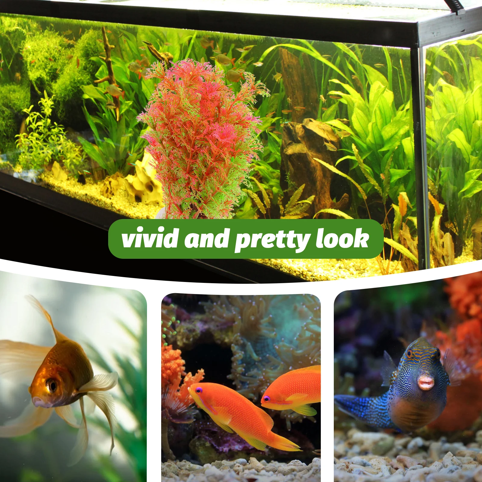 

Delicate Plastic Fake Plant Aquarium Craft Fish Tank Decor Desktop Home Office Decoration Supplies Compact Small Decorative