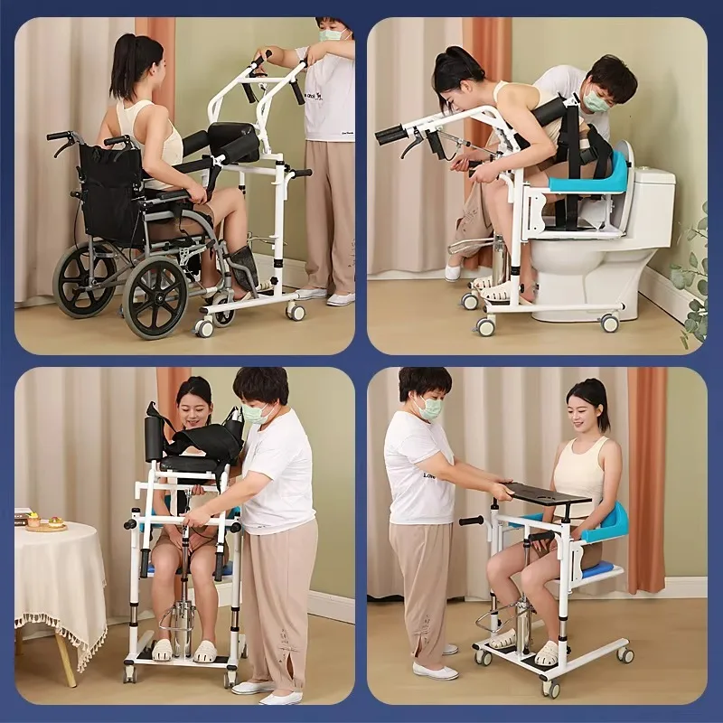 Portable Hydraulic Commode Chair for Elderly Patients Medical Safety Equipment for Nursing Transfer Toilet Wheelchair Bathroom