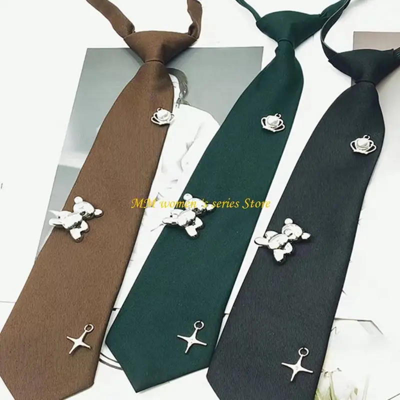 Q39C شباب الفنية TIE Bear Crown Print Necktie قابلة للتعديل أنماط الكلية Necktie للمدرسة والمكتب