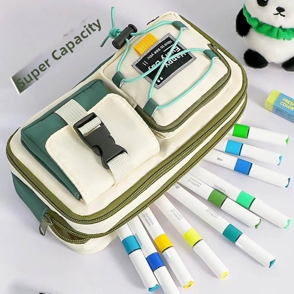 Portable Large Capacity Student Stationery Bag High Appearance Multilayer Pencil Pouch Dirt-resistant Pen Bag Children